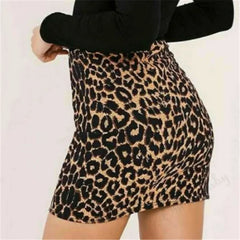 Sassy Leopard Print High Waist Bodycon Mini Skirt for Women - - Unbranded.
