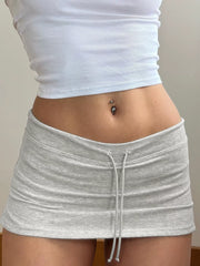 Chic Vintage Lace-Up Mini Skirt - Sexy Retro A-Line Casual Bottoms -   -  Tiny Lux.