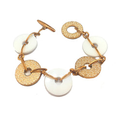 Ladies'Bracelet Guess CWB10902 Ceramic Golden Steel White Steel/Ceramic (21 cm) -  Jewellery, Women -  Guess.