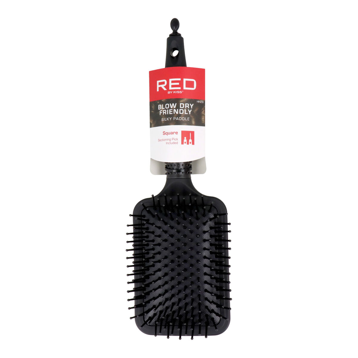 Detangling Hairbrush Red Kiss Kiss Rubberized Black Squared -  Beauty, Hair care -  Red Kiss.