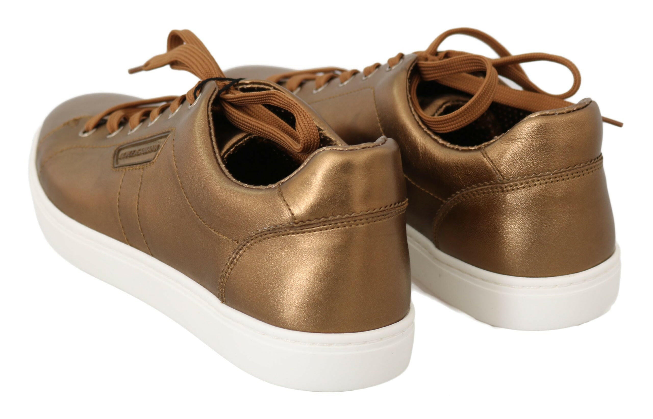 Dolce & Gabbana Gold Leather Mens Casual Sneakers -   -  Dolce & Gabbana.