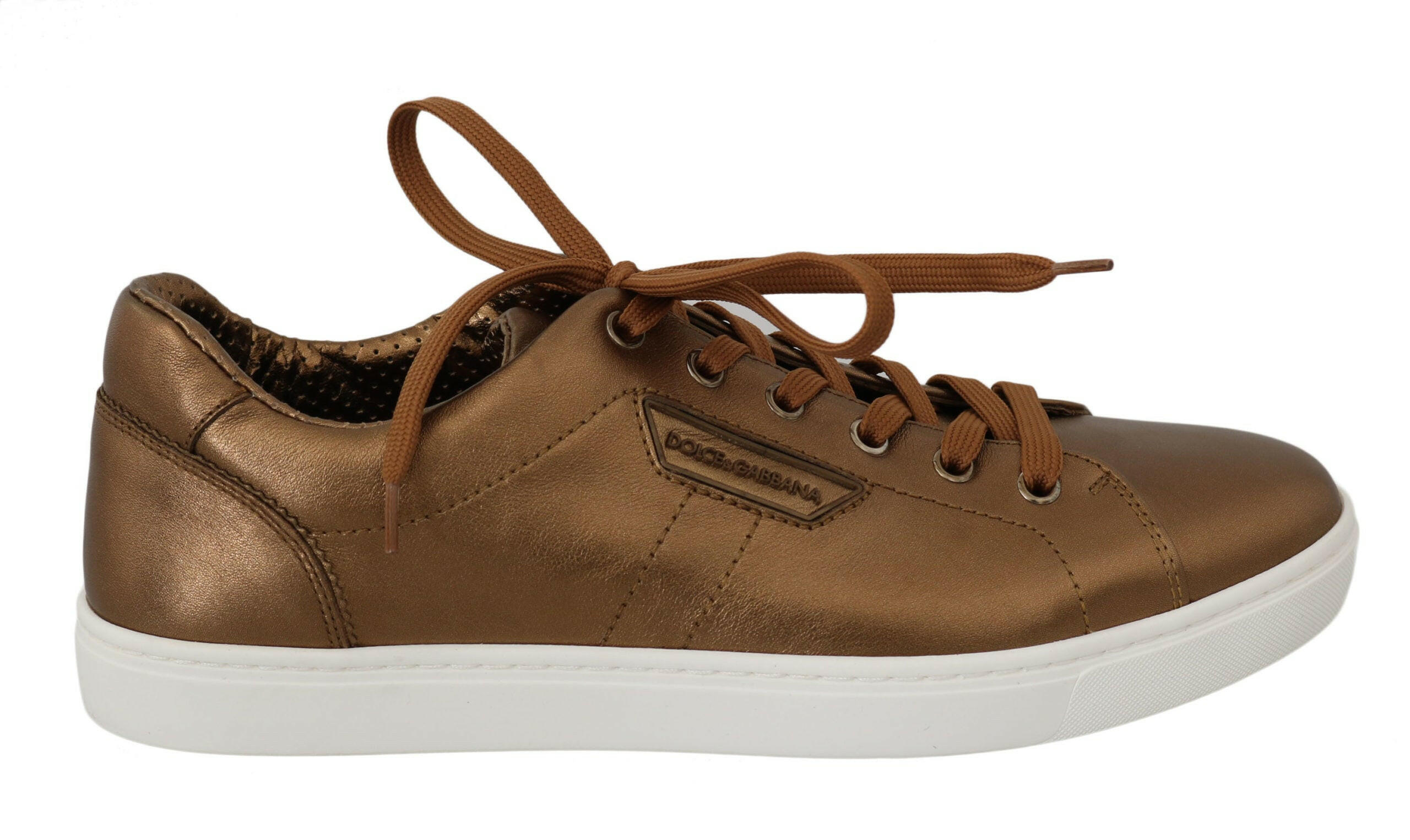 Dolce & Gabbana Gold Leather Mens Casual Sneakers -   -  Dolce & Gabbana.