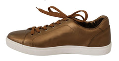 Dolce & Gabbana Gold Leather Mens Casual Sneakers -   -  Dolce & Gabbana.