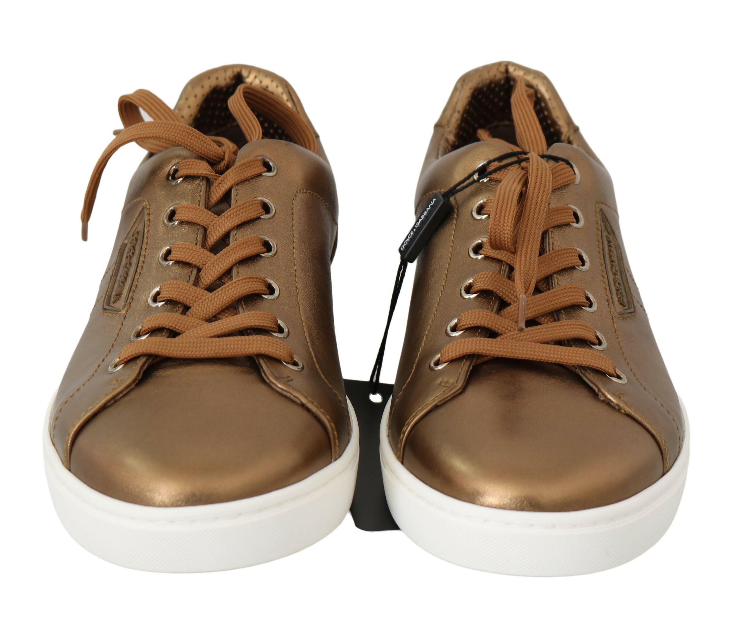 Dolce & Gabbana Gold Leather Mens Casual Sneakers -   -  Dolce & Gabbana.