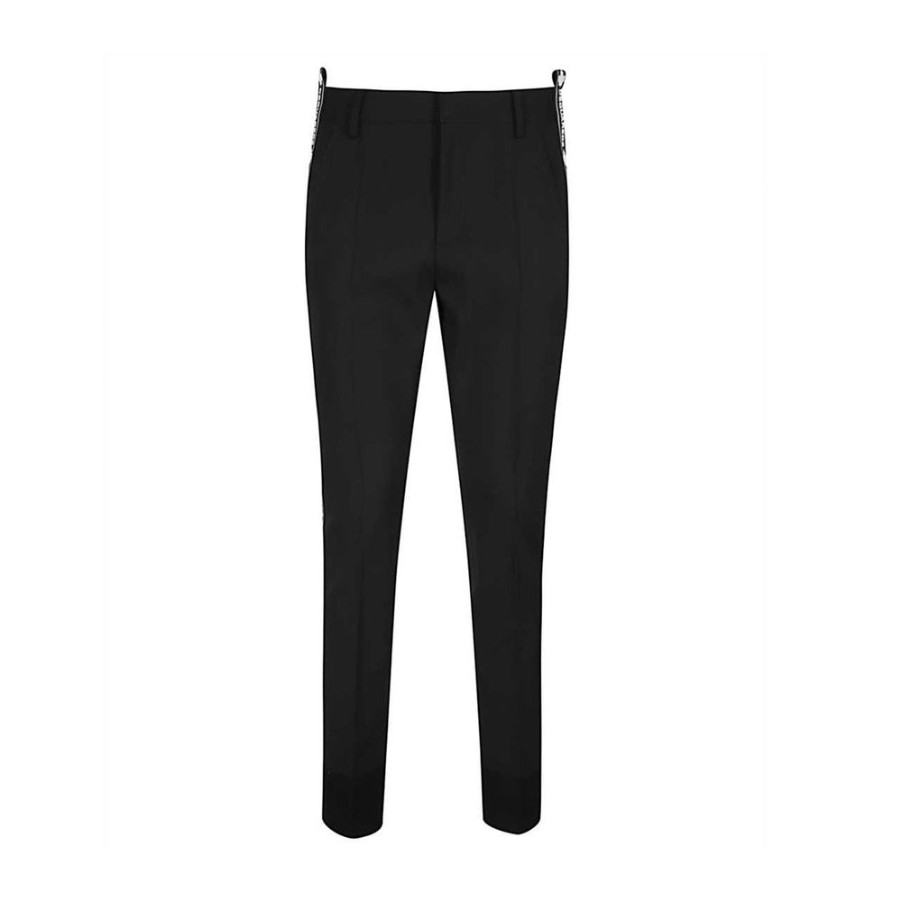 Dsquared² - Sophisticated Wool Slim Tailored Pants with Logo Tape - Black