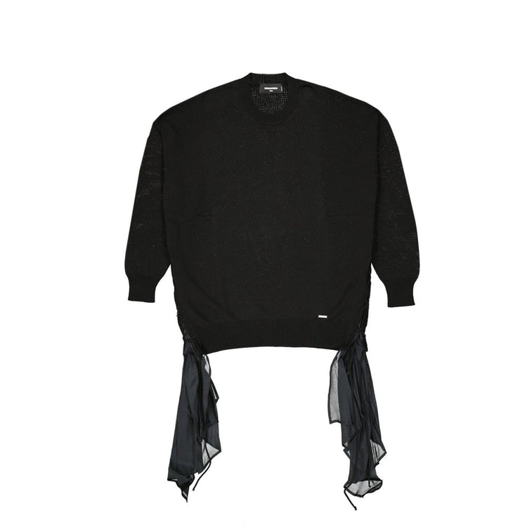 Dsquared² - Edgy Cotton Sweatshirt with Side Drawstring Detail - Black Dsquared²