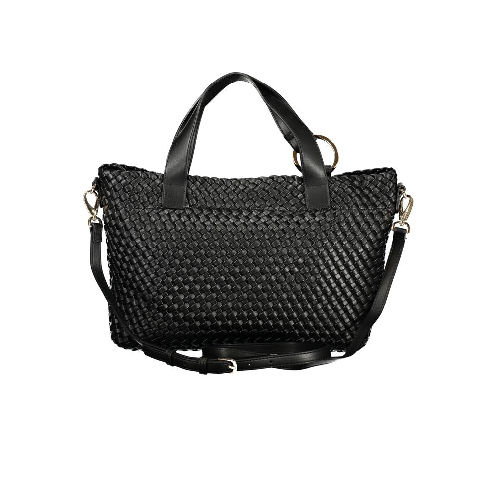 Valentino - Structured Woven Polyurethane Tote Bag with Dual Handles - Black