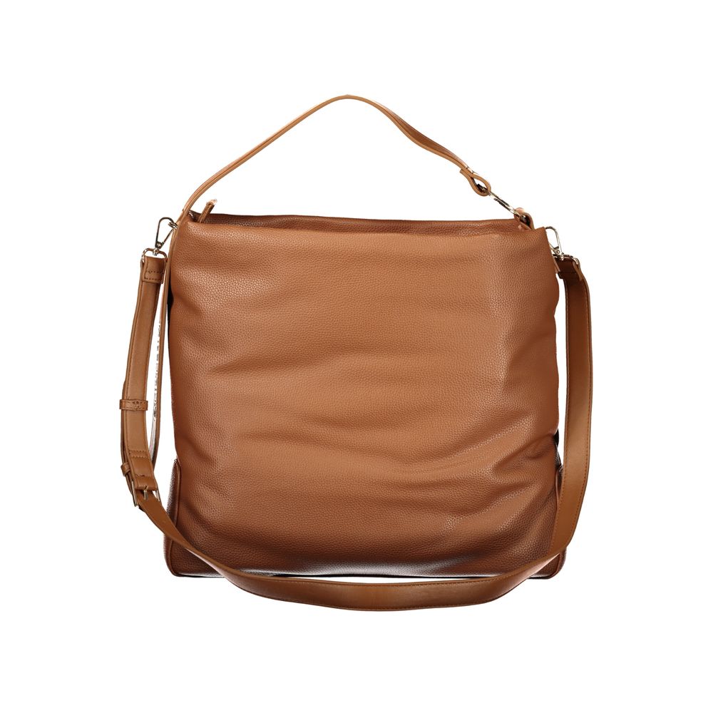 Valentino - Textured PU Leather Hobo Shoulder Bag - Brown