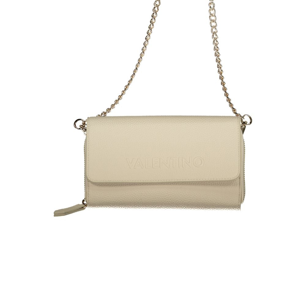 Valentino - Elegant Textured Chain Wallet On Chain - Beige