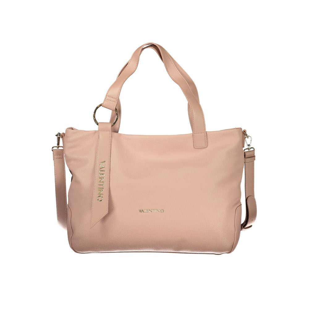 Valentino - Chic Textured PU Leather Tote Bag With Gold Hardware - Pink