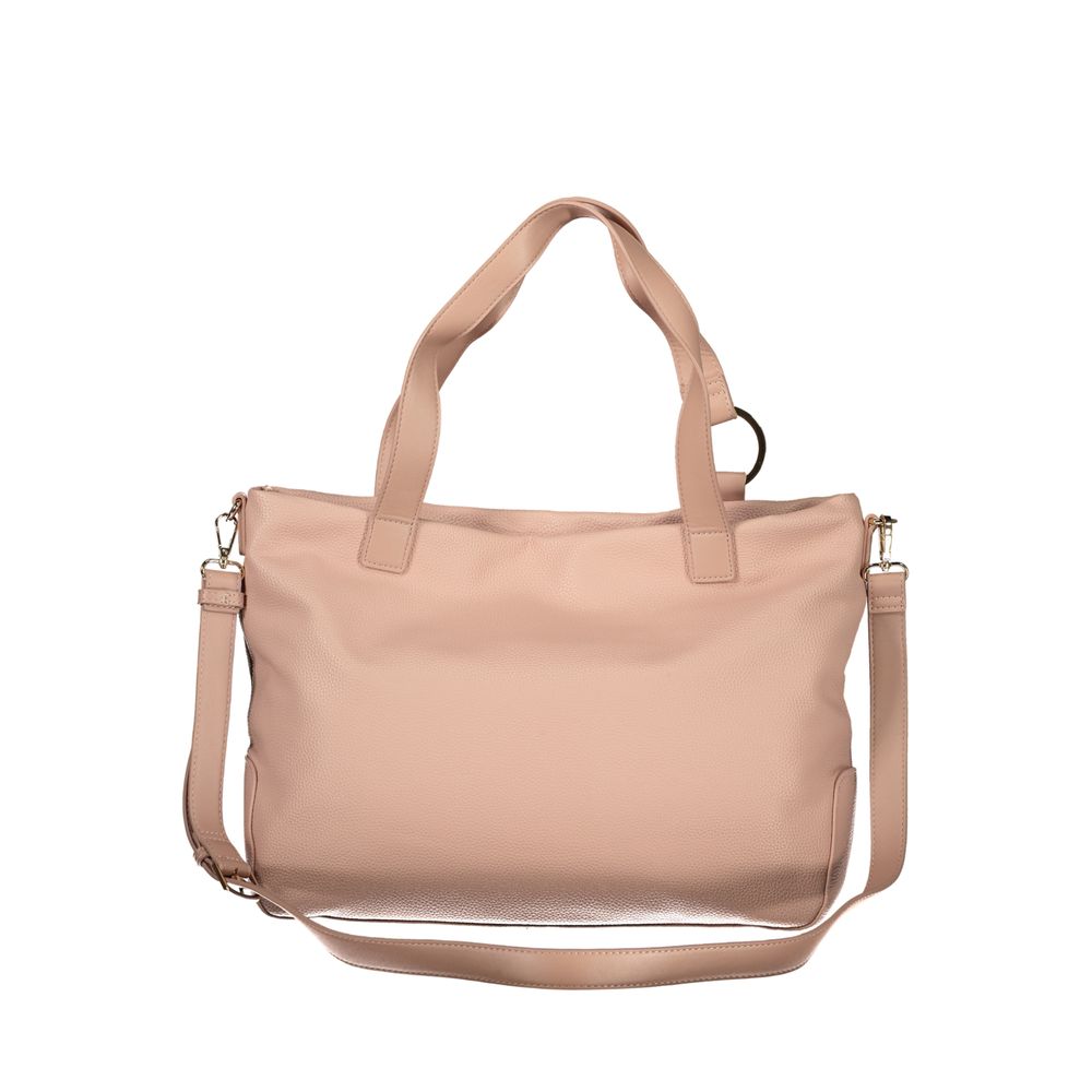Valentino - Chic Textured PU Leather Tote Bag With Gold Hardware - Pink
