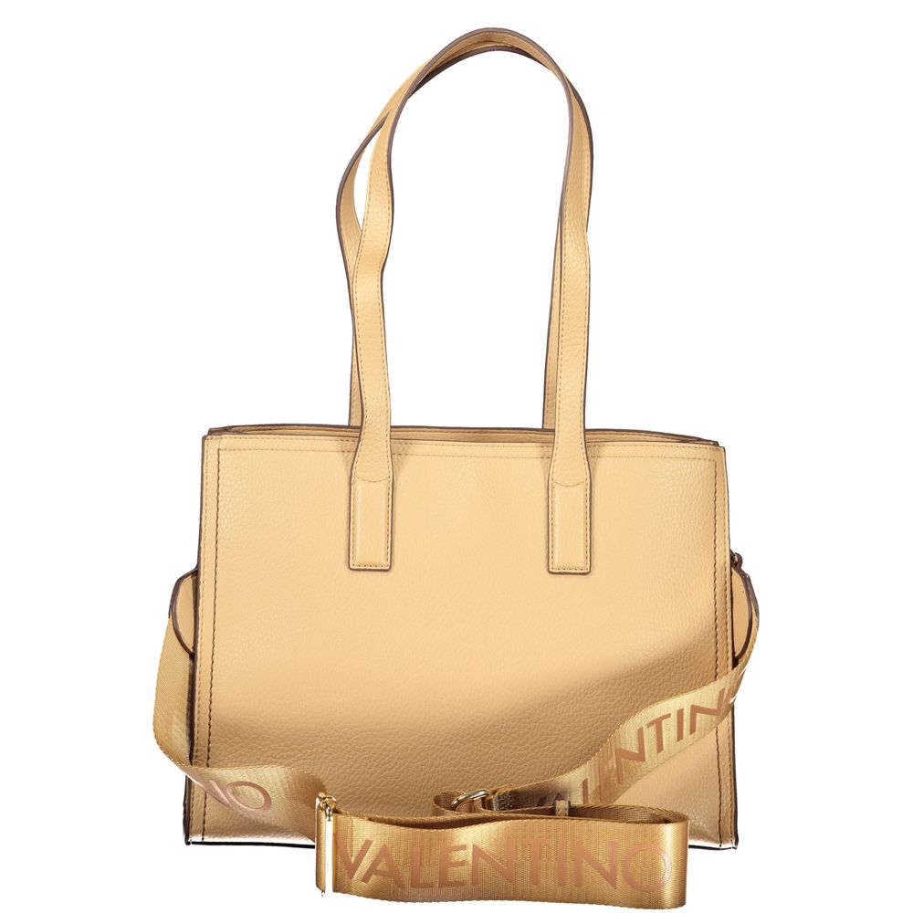 Valentino - Structured Textured Tote Bag with Logo Strap and Mini Charm - Beige