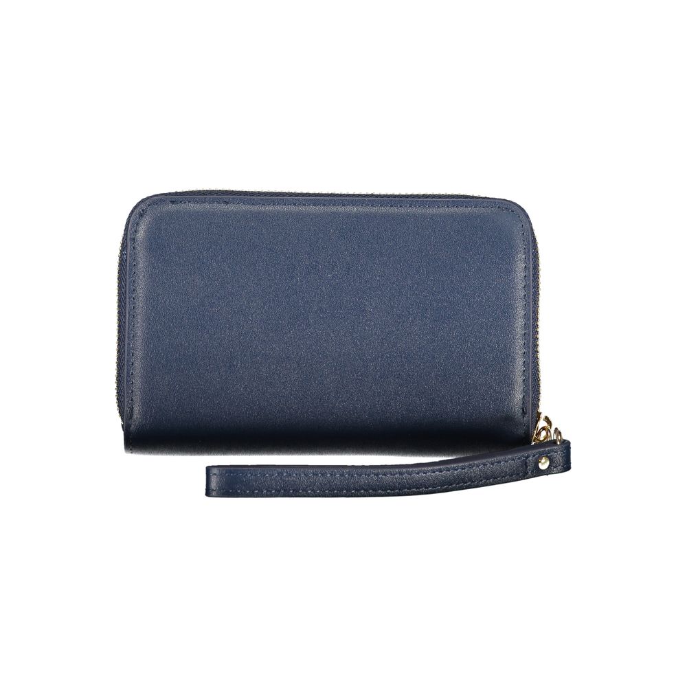 Valentino - Sleek Polyethylene Zip-Around Wallet with Wrist Strap - Blue