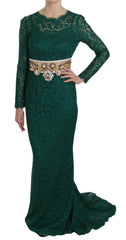 Dolce & Gabbana Crystal Gold Belt Lace Sheath Gown Dress -   -  Dolce & Gabbana.