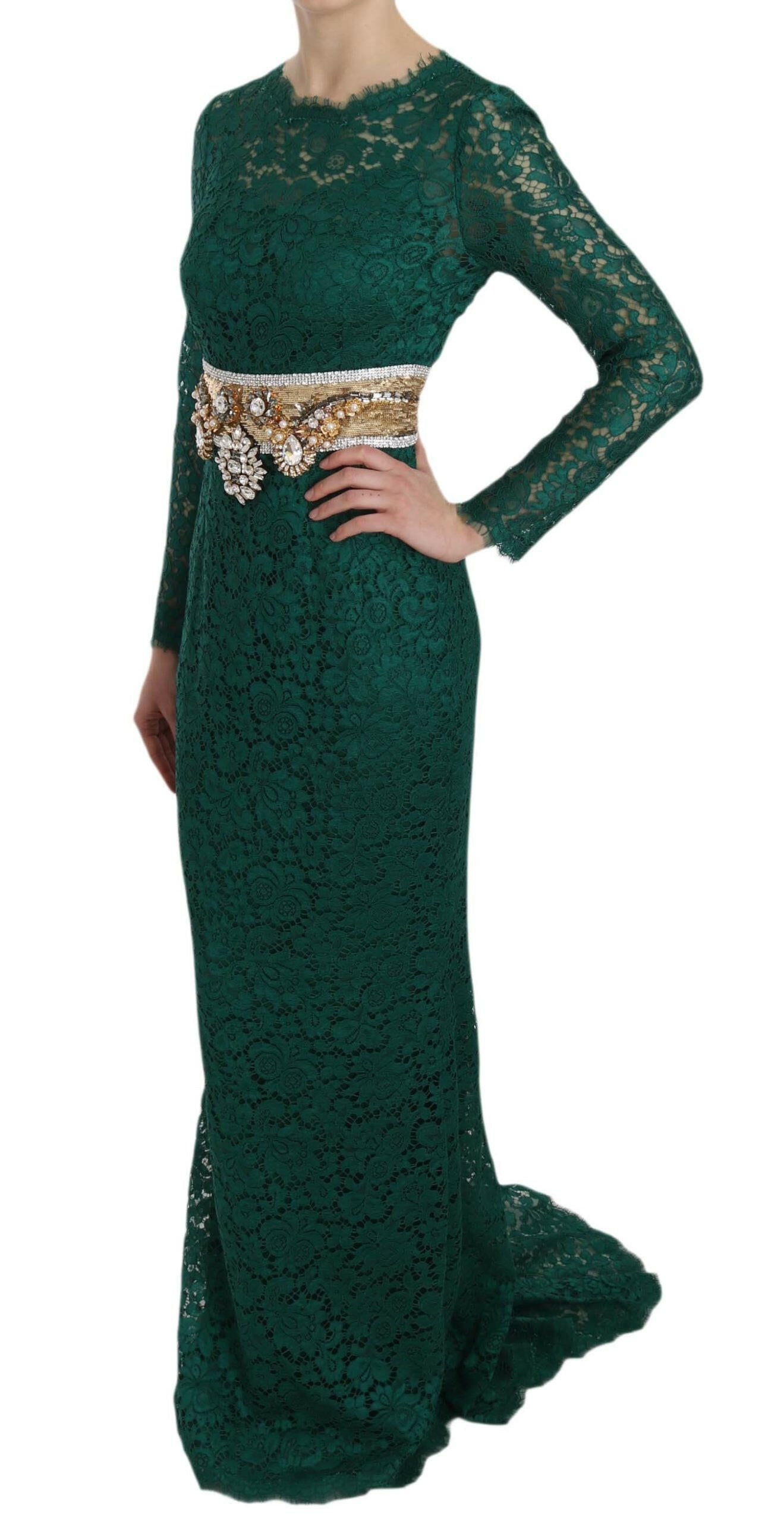 Dolce & Gabbana Crystal Gold Belt Lace Sheath Gown Dress -   -  Dolce & Gabbana.