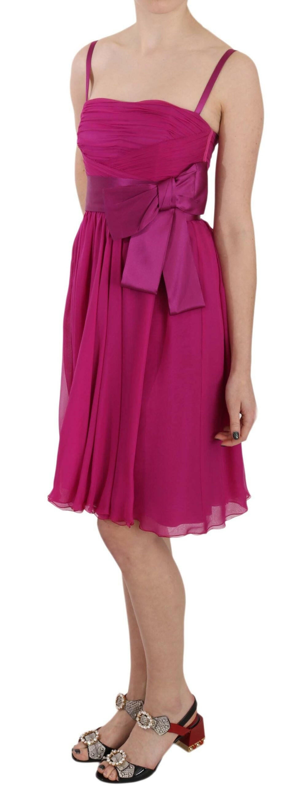Dolce & Gabbana Fuchsia Pink Bow Silk Sleeveless Dress -   -  Dolce & Gabbana.