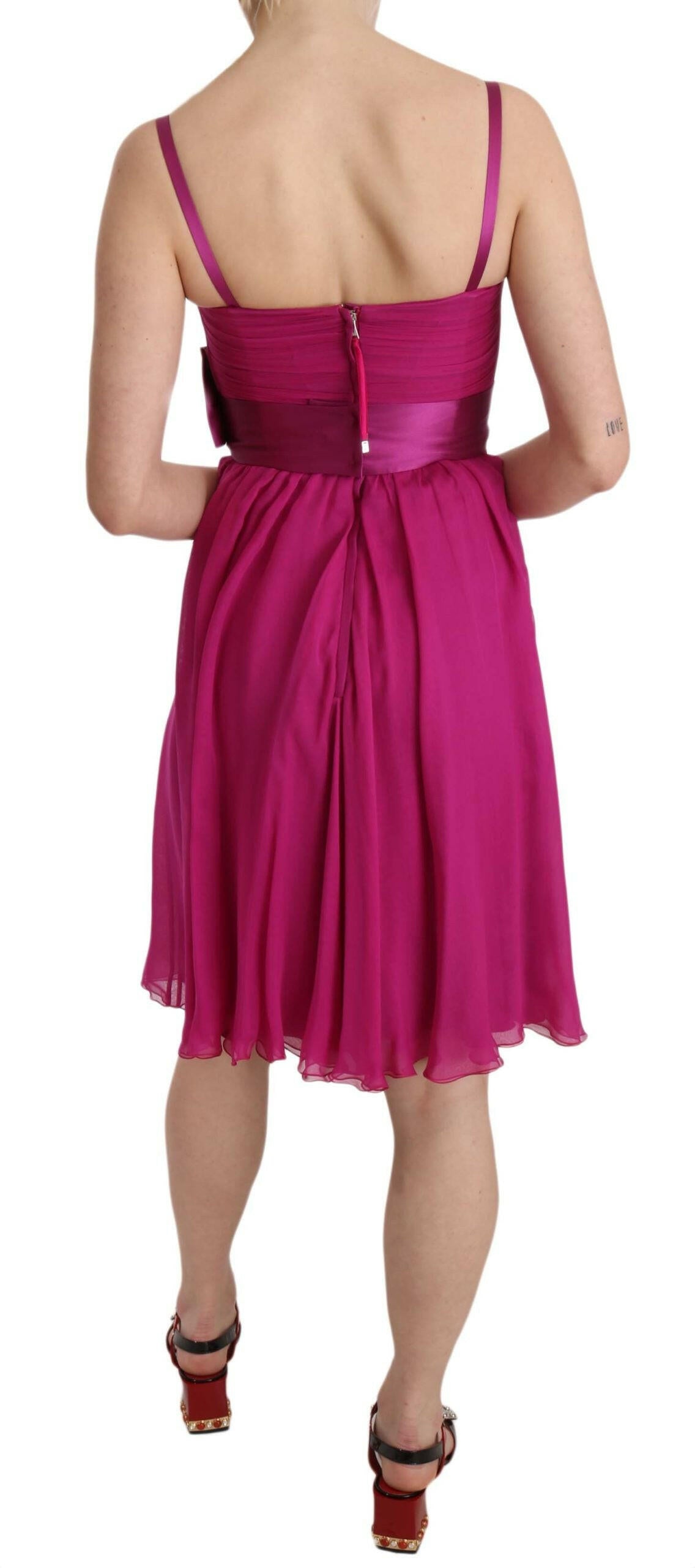 Dolce & Gabbana Fuchsia Pink Bow Silk Sleeveless Dress -   -  Dolce & Gabbana.