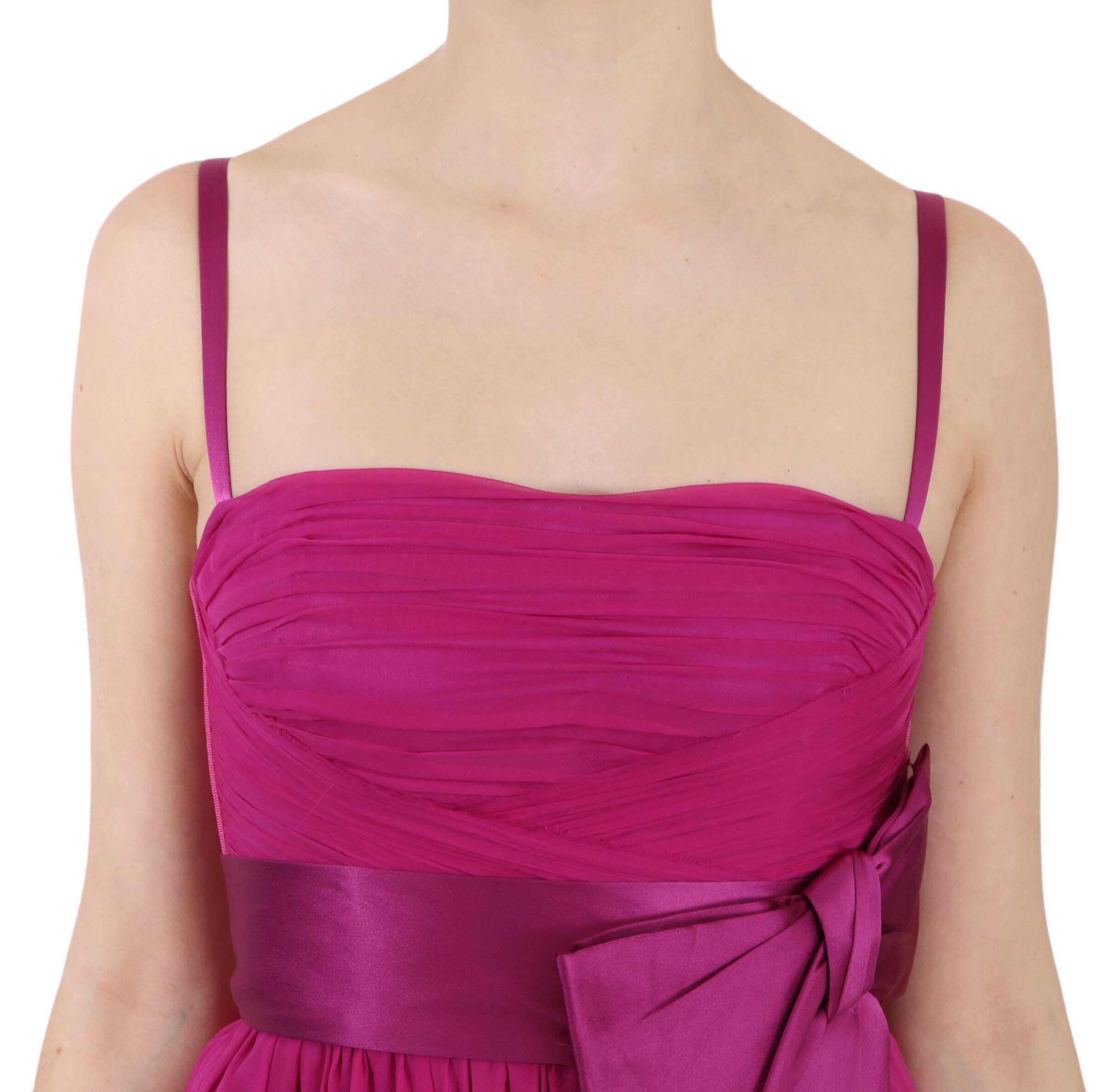 Dolce & Gabbana Fuchsia Pink Bow Silk Sleeveless Dress -   -  Dolce & Gabbana.