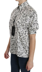 Dolce & Gabbana White Musical Instrument Collared Blouse  Shirt -   -  Dolce & Gabbana.