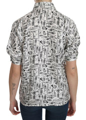 Dolce & Gabbana White Musical Instrument Collared Blouse  Shirt -   -  Dolce & Gabbana.