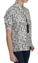 Dolce & Gabbana White Musical Instrument Collared Blouse  Shirt -   -  Dolce & Gabbana.