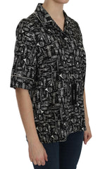 Dolce & Gabbana Black Musical Instrument Print Silk  Top -   -  Dolce & Gabbana.