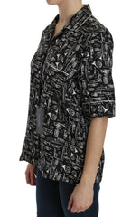 Dolce & Gabbana Black Musical Instrument Print Silk  Top -   -  Dolce & Gabbana.