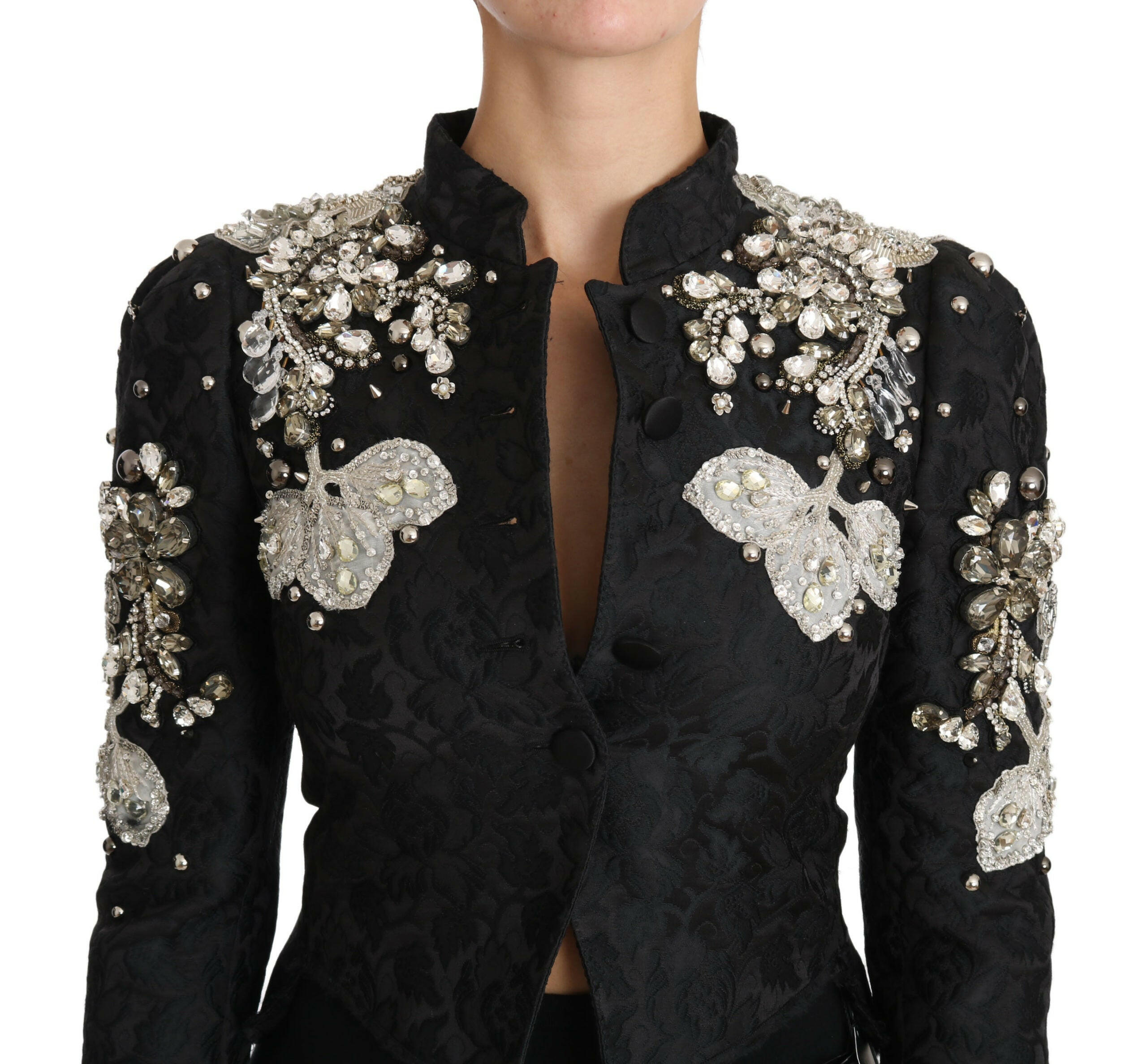 Dolce & Gabbana Black Jacquard Crystal Floral Jacket -   -  Dolce & Gabbana.