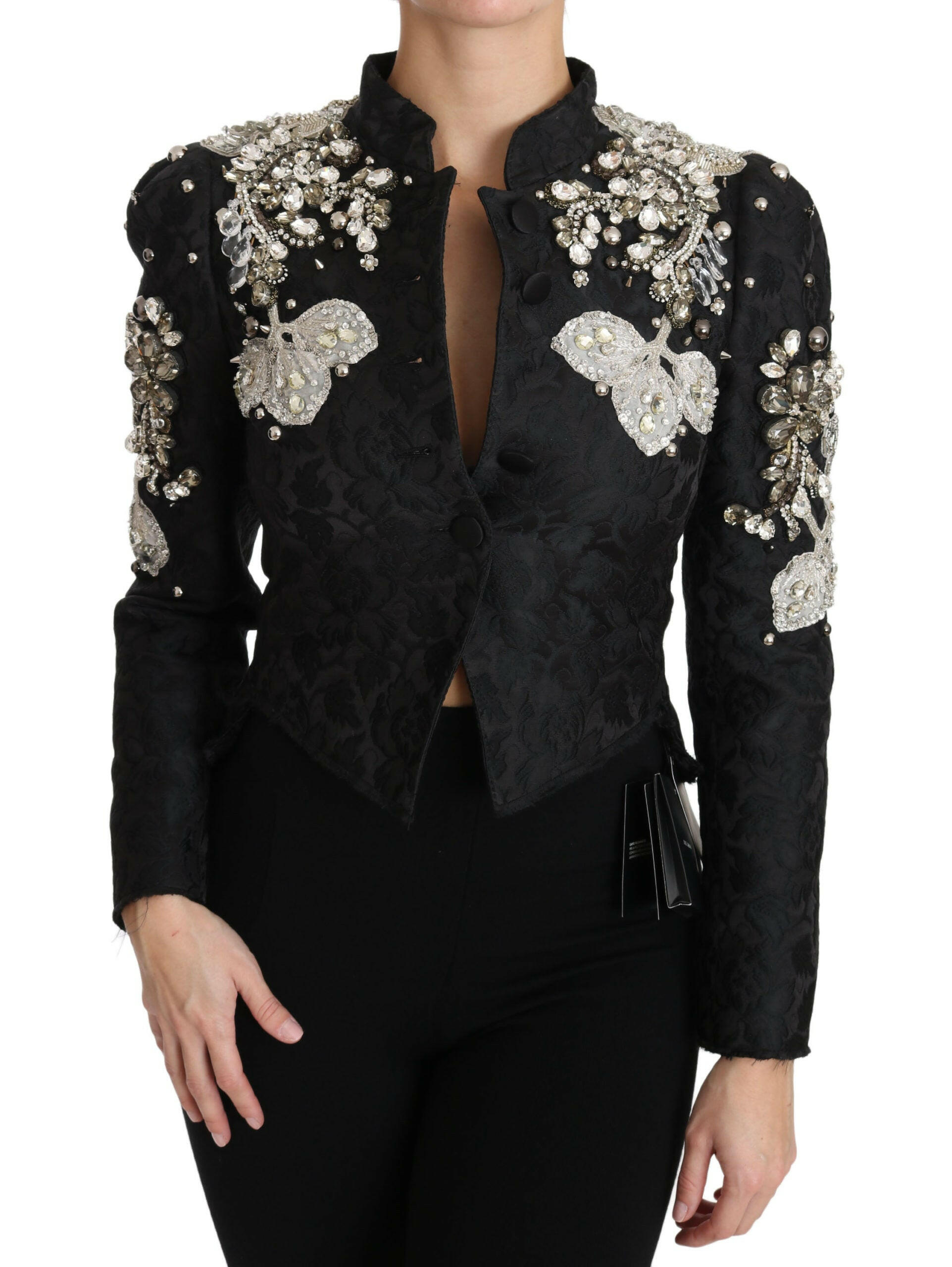 Dolce & Gabbana Black Jacquard Crystal Floral Jacket -   -  Dolce & Gabbana.