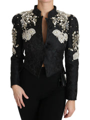 Dolce & Gabbana Black Jacquard Crystal Floral Jacket -   -  Dolce & Gabbana.