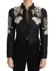 Dolce & Gabbana Black Jacquard Crystal Floral Jacket -   -  Dolce & Gabbana.