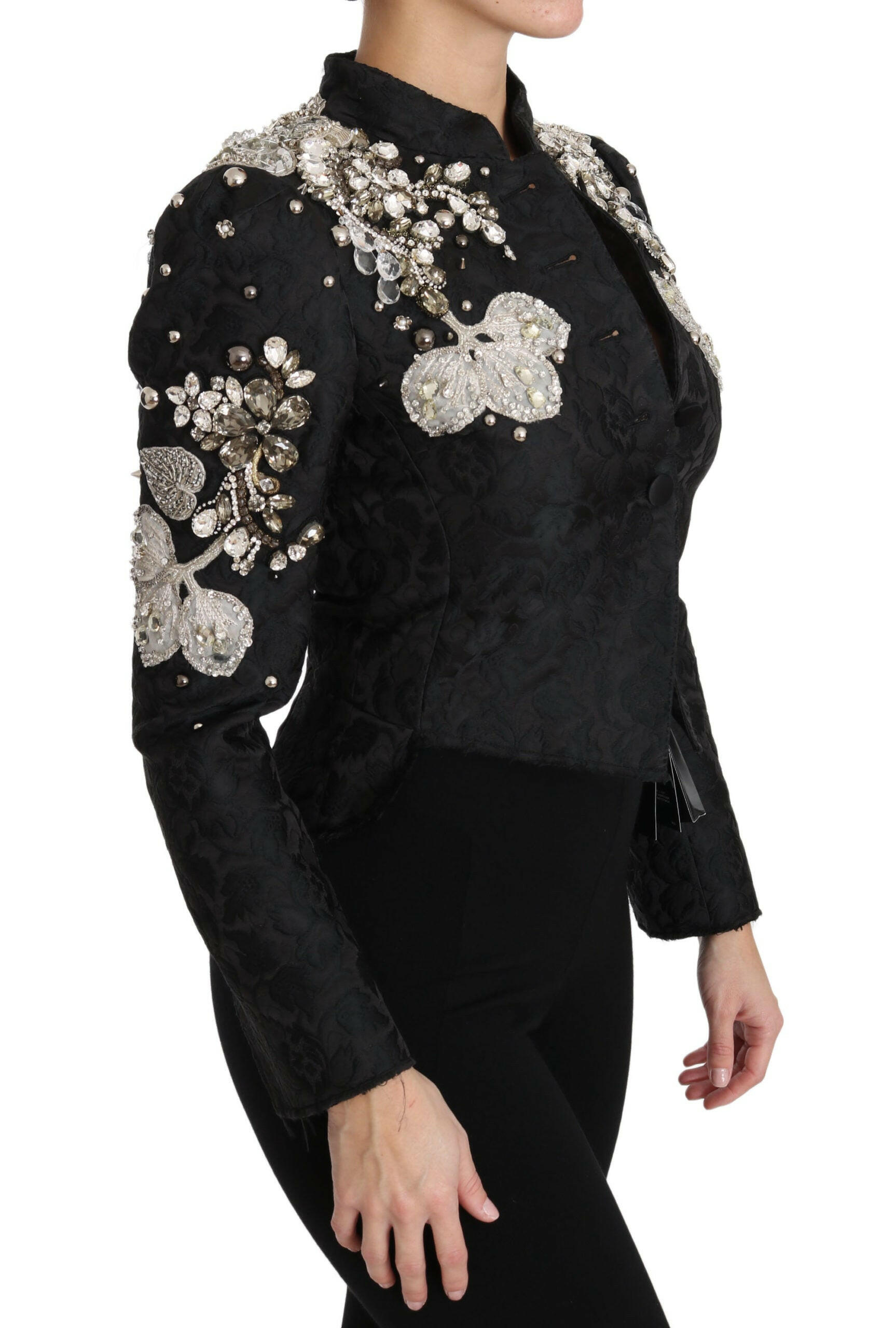 Dolce & Gabbana Black Jacquard Crystal Floral Jacket -   -  Dolce & Gabbana.