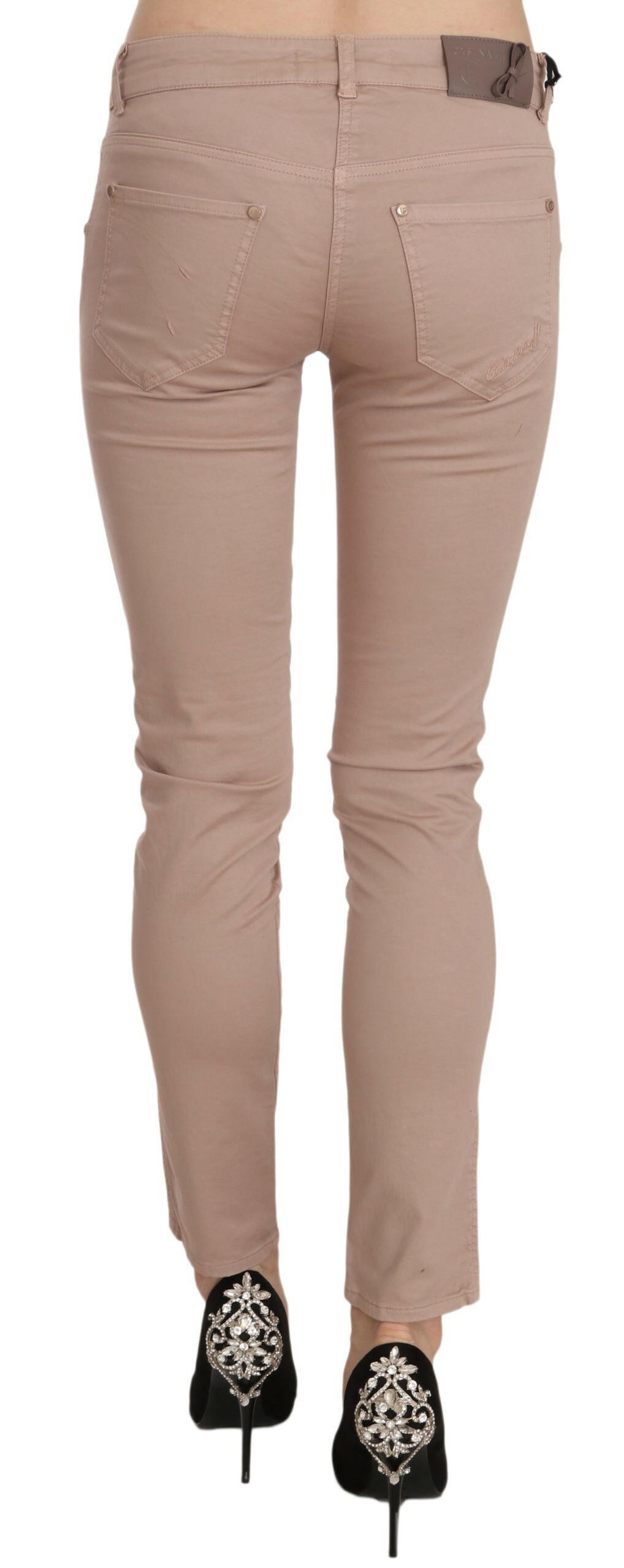 CRISTINAEFFE Brown Low Waist Slim Fit Skinny Cotton Pants -   -  CRISTINAEFFE.