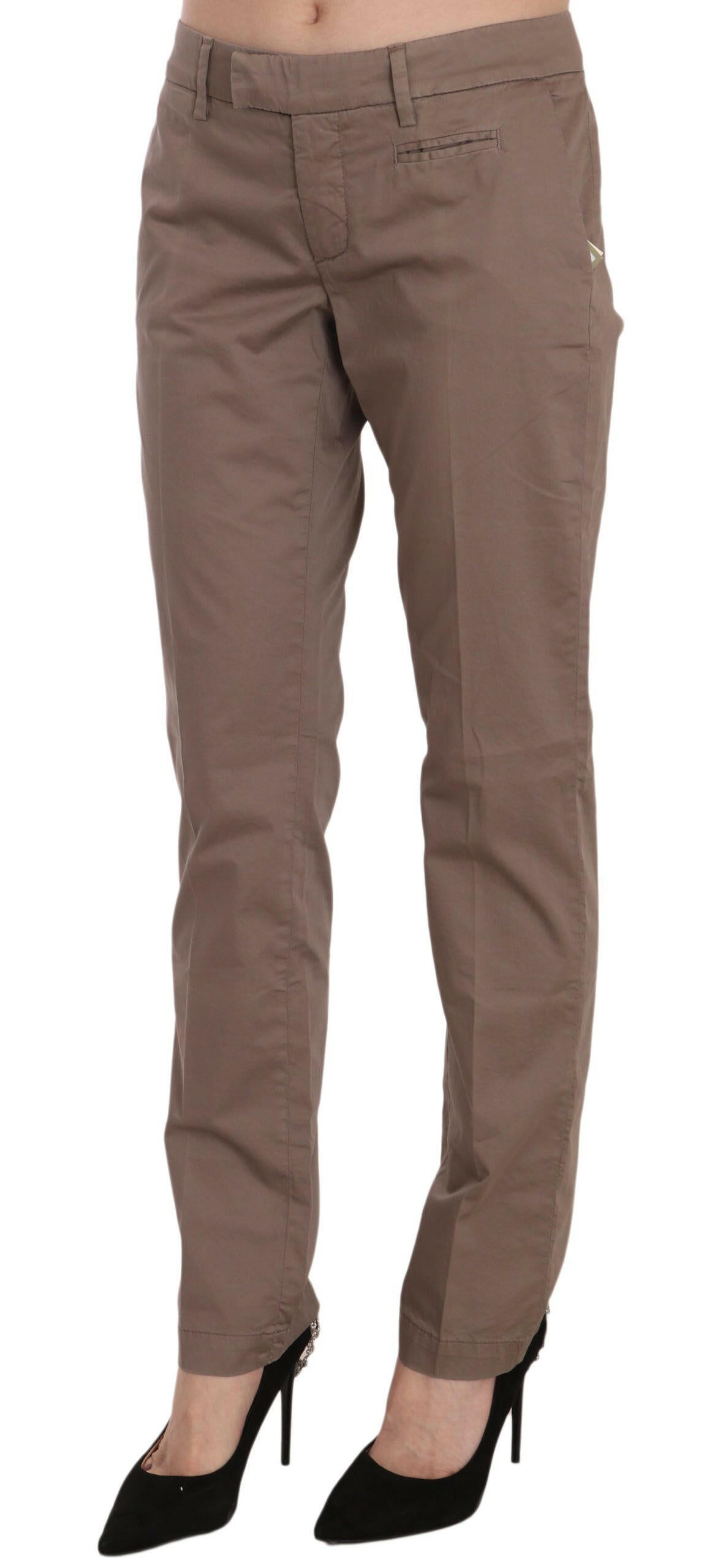 Dondup Brown Low Waist Straight Cut Trouser Pant -   -  Dondup.