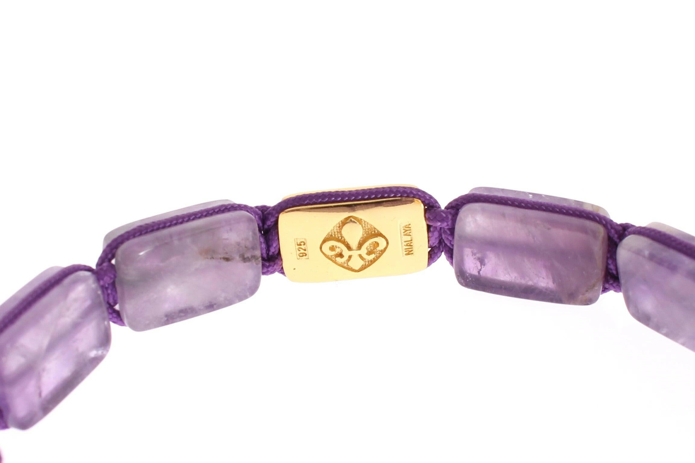 Nialaya CZ Amethyst 18K Gold 925 Bracelet -   -  Nialaya.