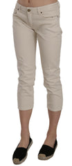 Dondup Beige Cotton Stretch Low Waist Skinny Cropped Capri Jeans -   -  Dondup.