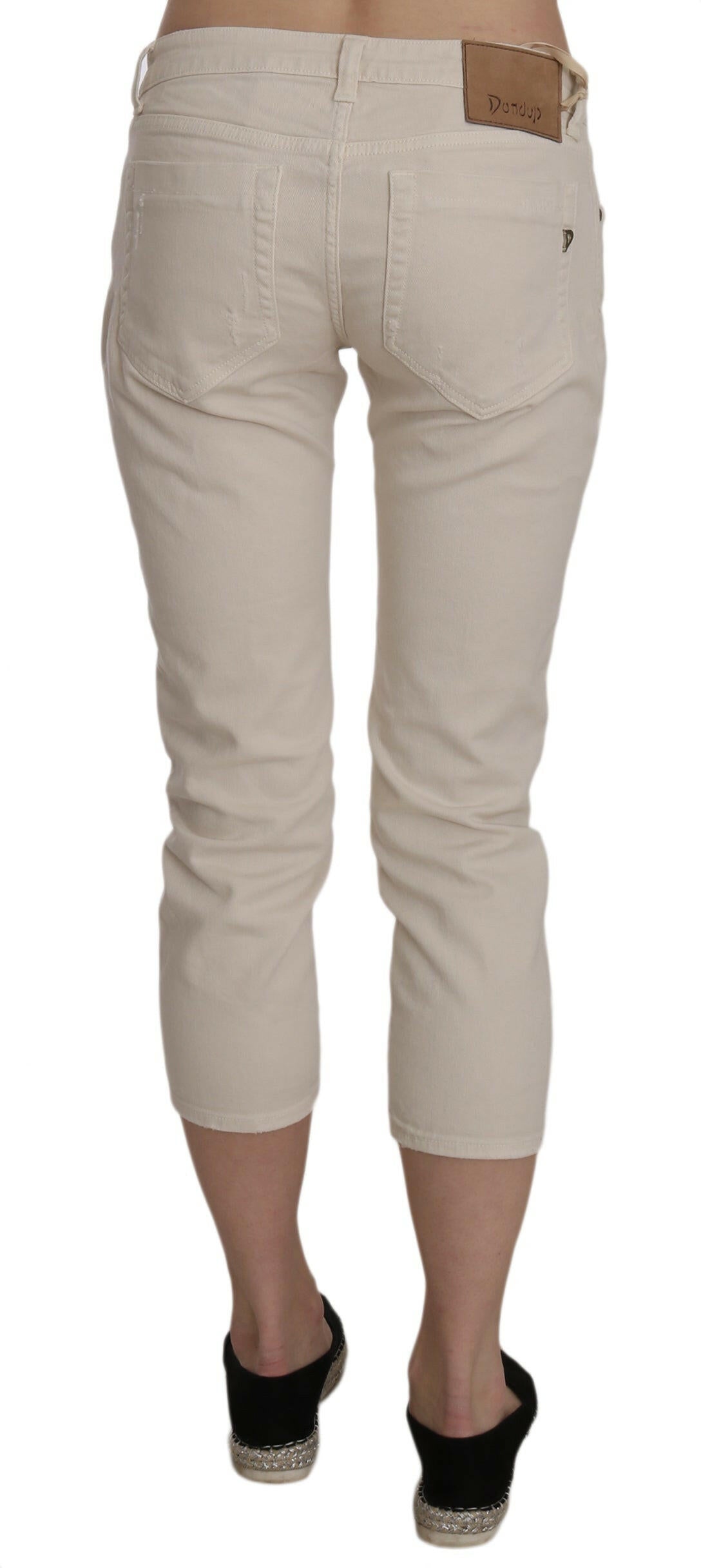 Dondup Beige Cotton Stretch Low Waist Skinny Cropped Capri Jeans -   -  Dondup.