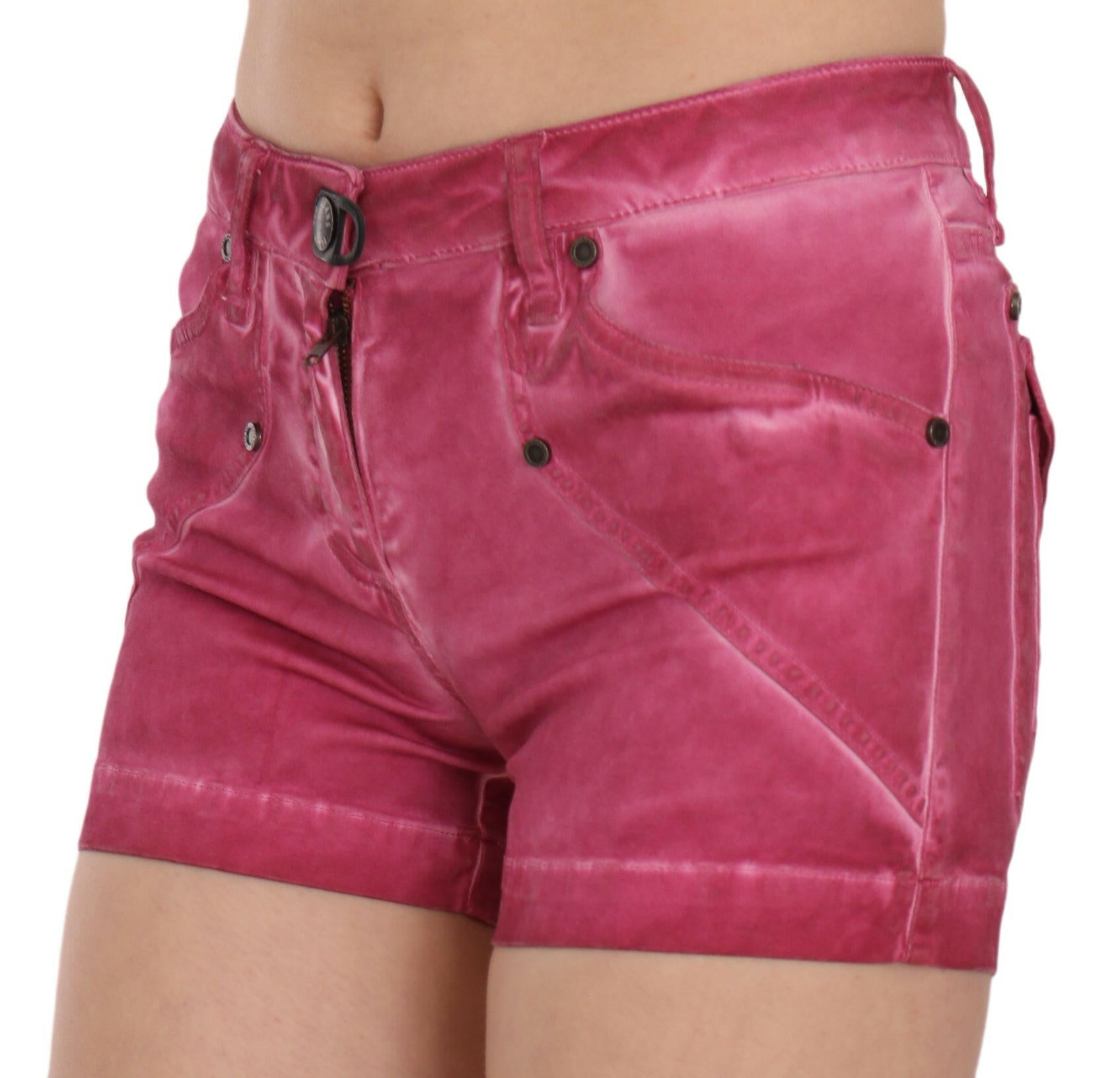 PLEIN SUD Pink Mid Waist Cotton Mini Denim Shorts -   -  PLEIN SUD.