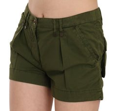 PLEIN SUD Green Mid Waist 100% Cotton Mini Shorts -   -  PLEIN SUD.