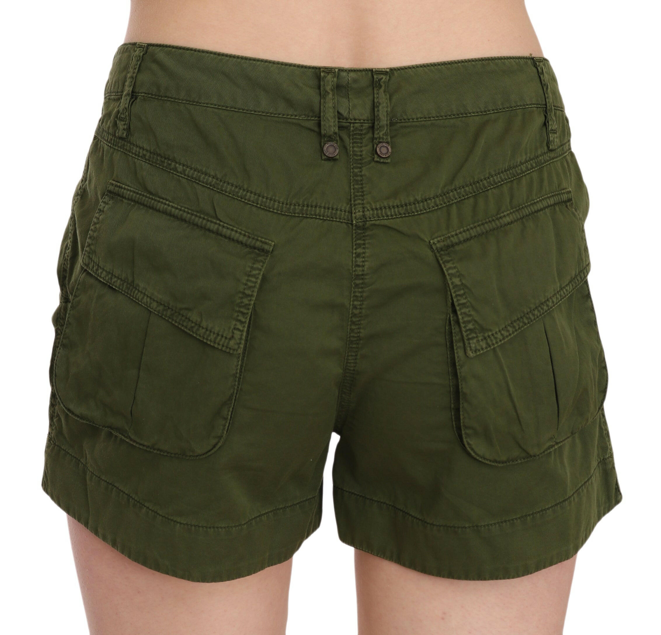 PLEIN SUD Green Mid Waist 100% Cotton Mini Shorts -   -  PLEIN SUD.
