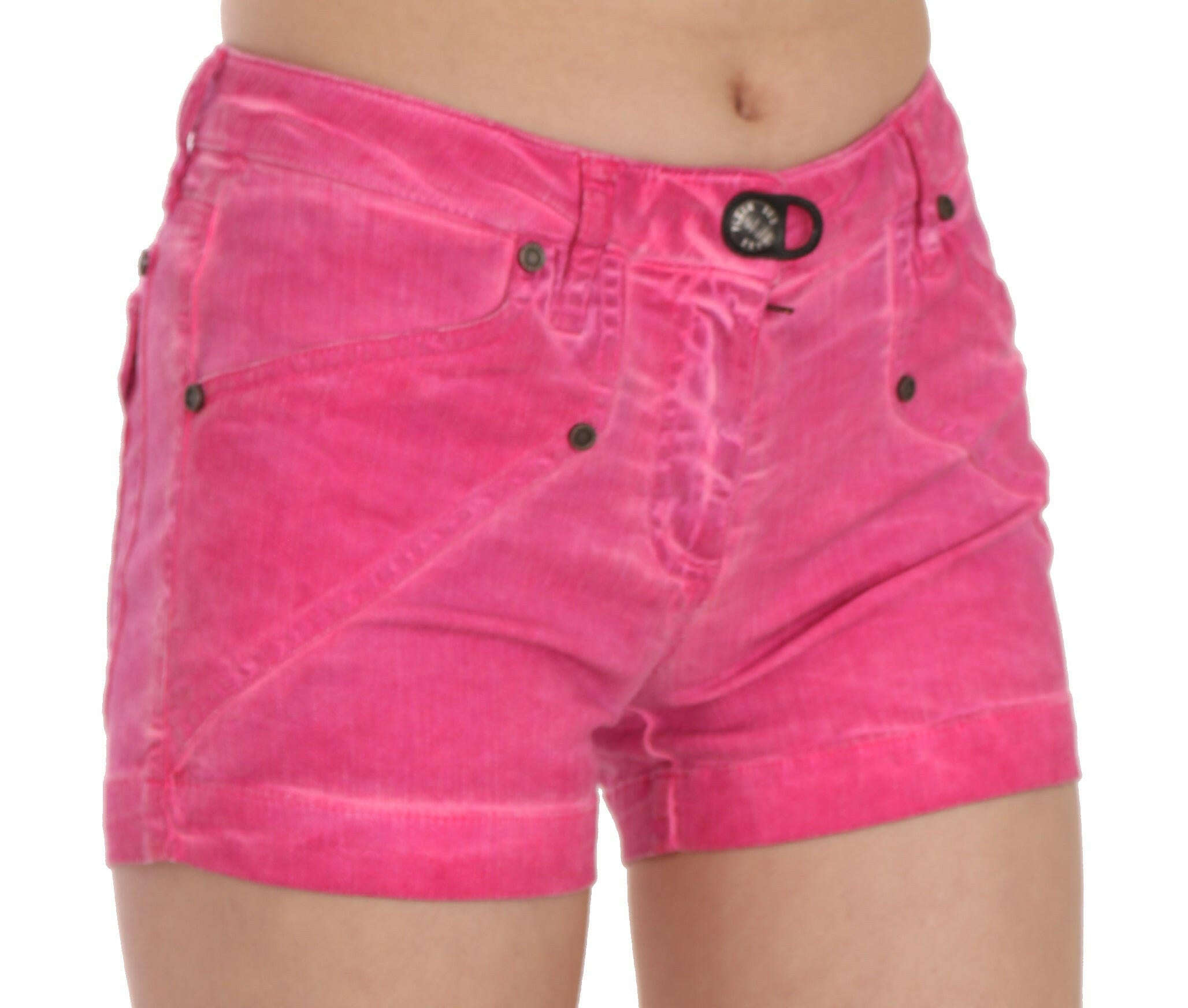 PLEIN SUD Pink Mid Waist Cotton Denim Mini Shorts -   -  PLEIN SUD.