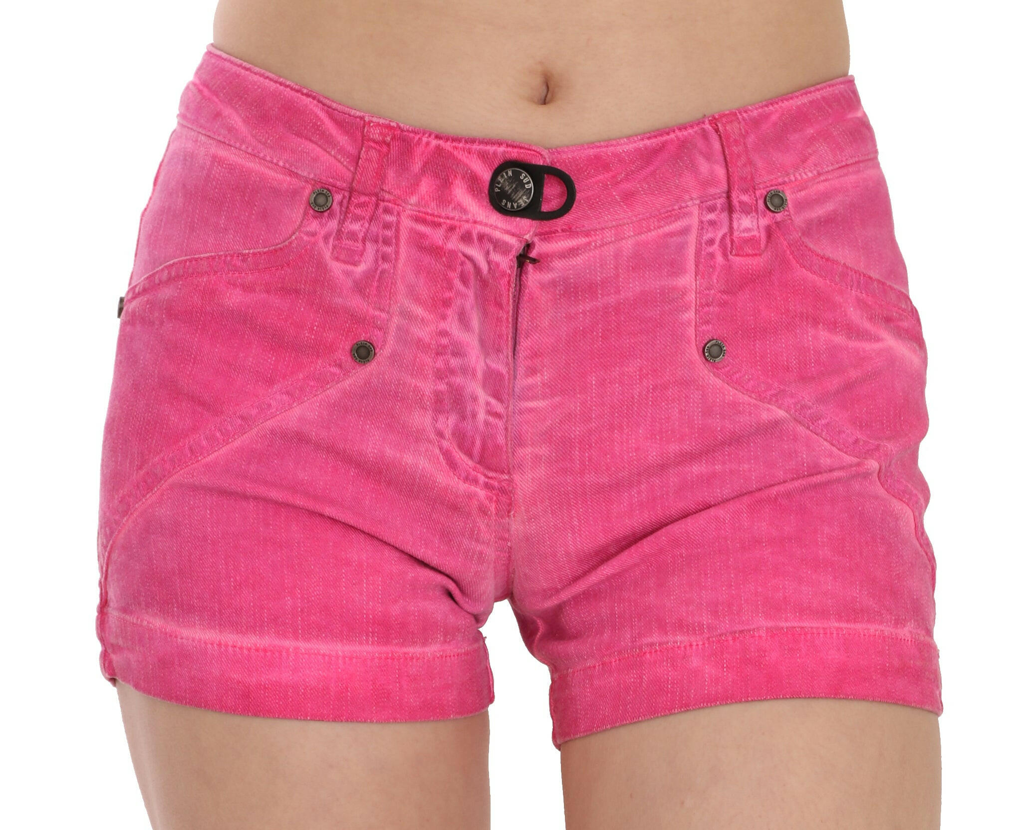 PLEIN SUD Pink Mid Waist Cotton Denim Mini Shorts -   -  PLEIN SUD.