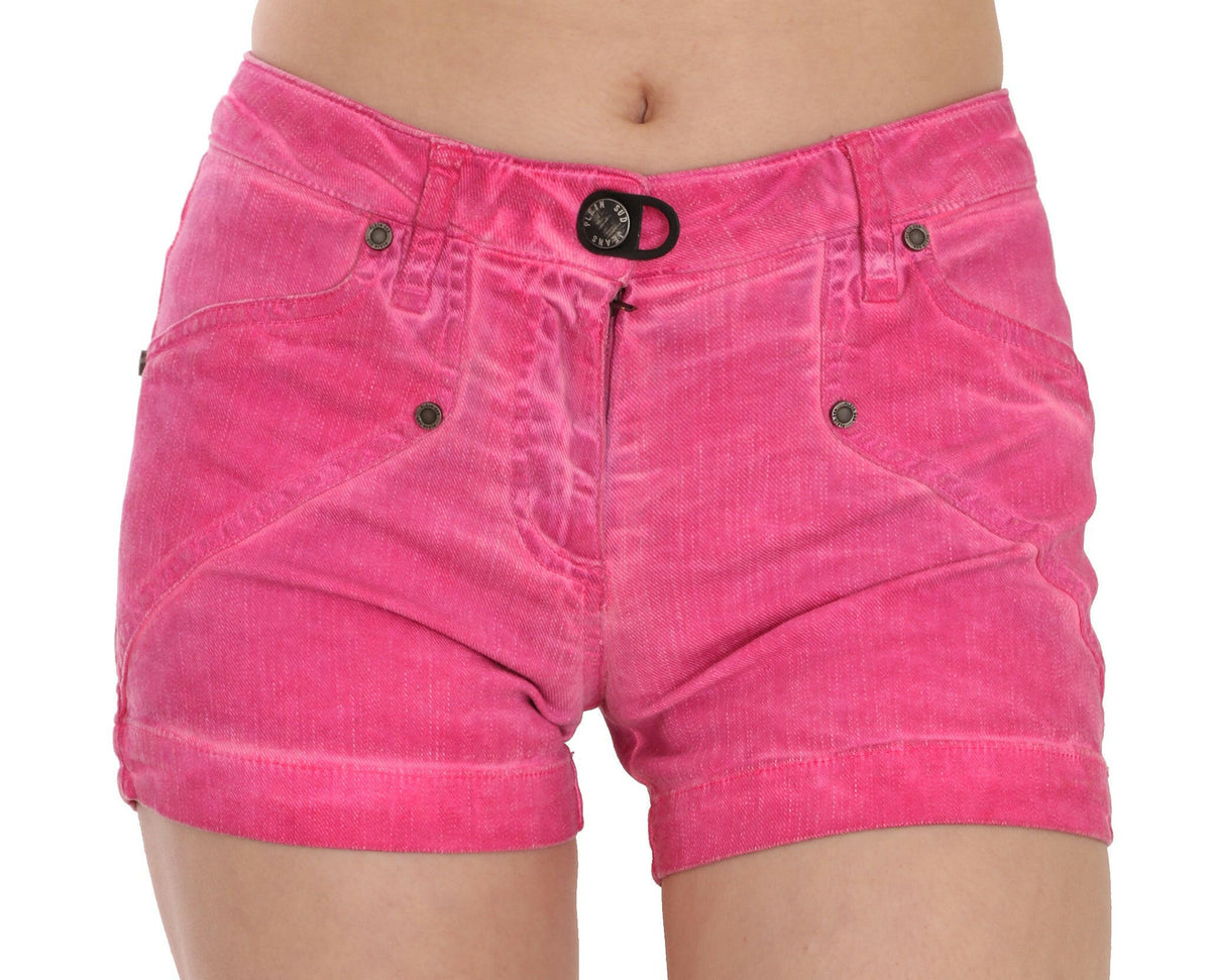 PLEIN SUD Pink Mid Waist Cotton Denim Mini Shorts -   -  PLEIN SUD.