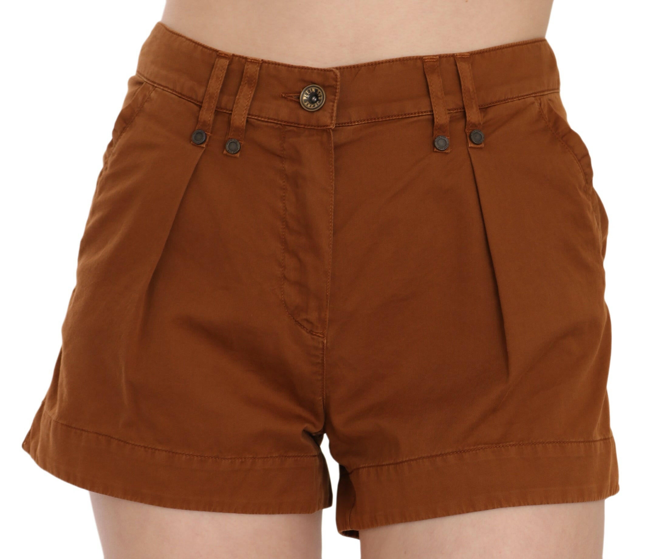 PLEIN SUD Brown Mid Waist Cotton Denim Mini Shorts -   -  PLEIN SUD.