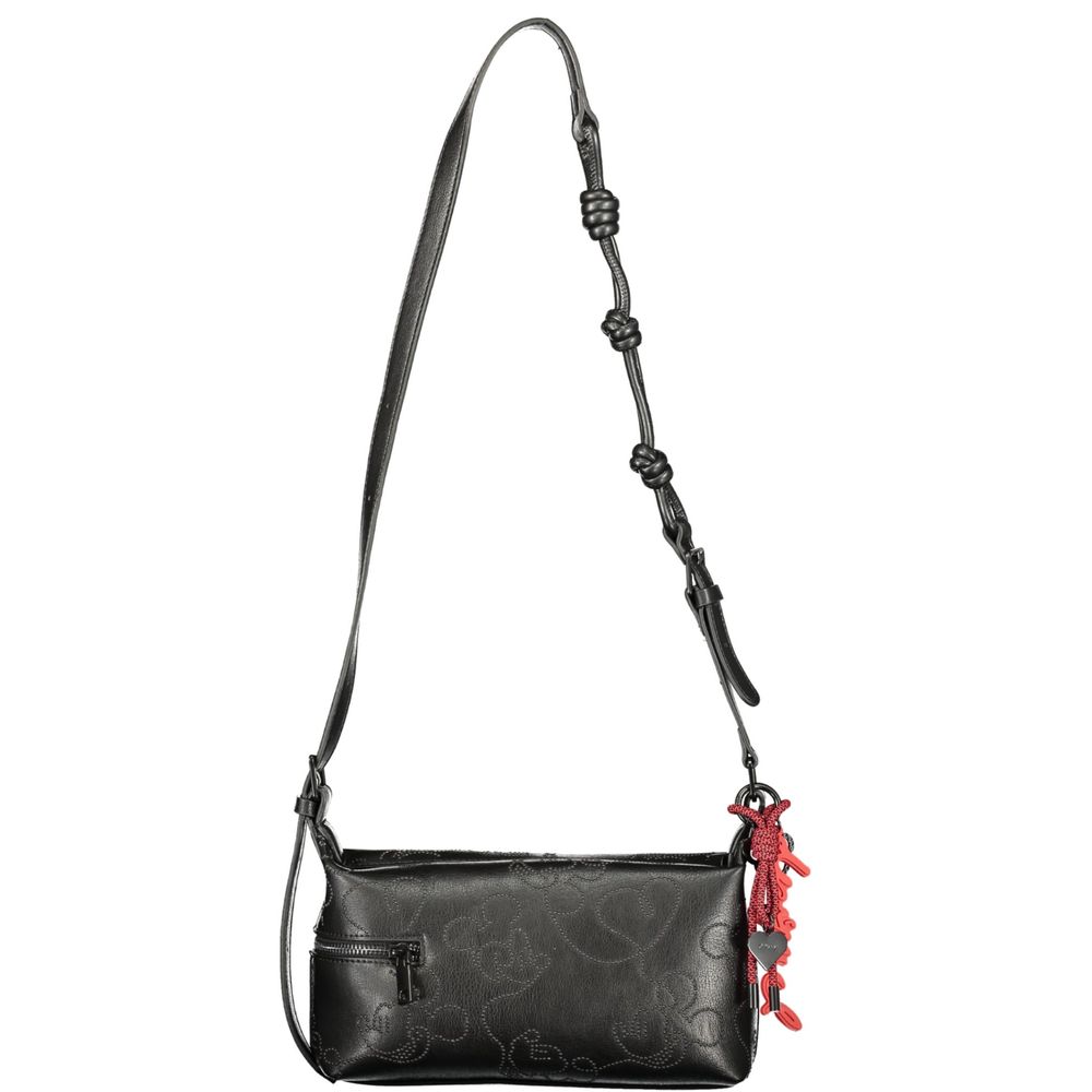 Desigual - Bold Embossed Heart Crossbody Bag with Knotted Strap - Black