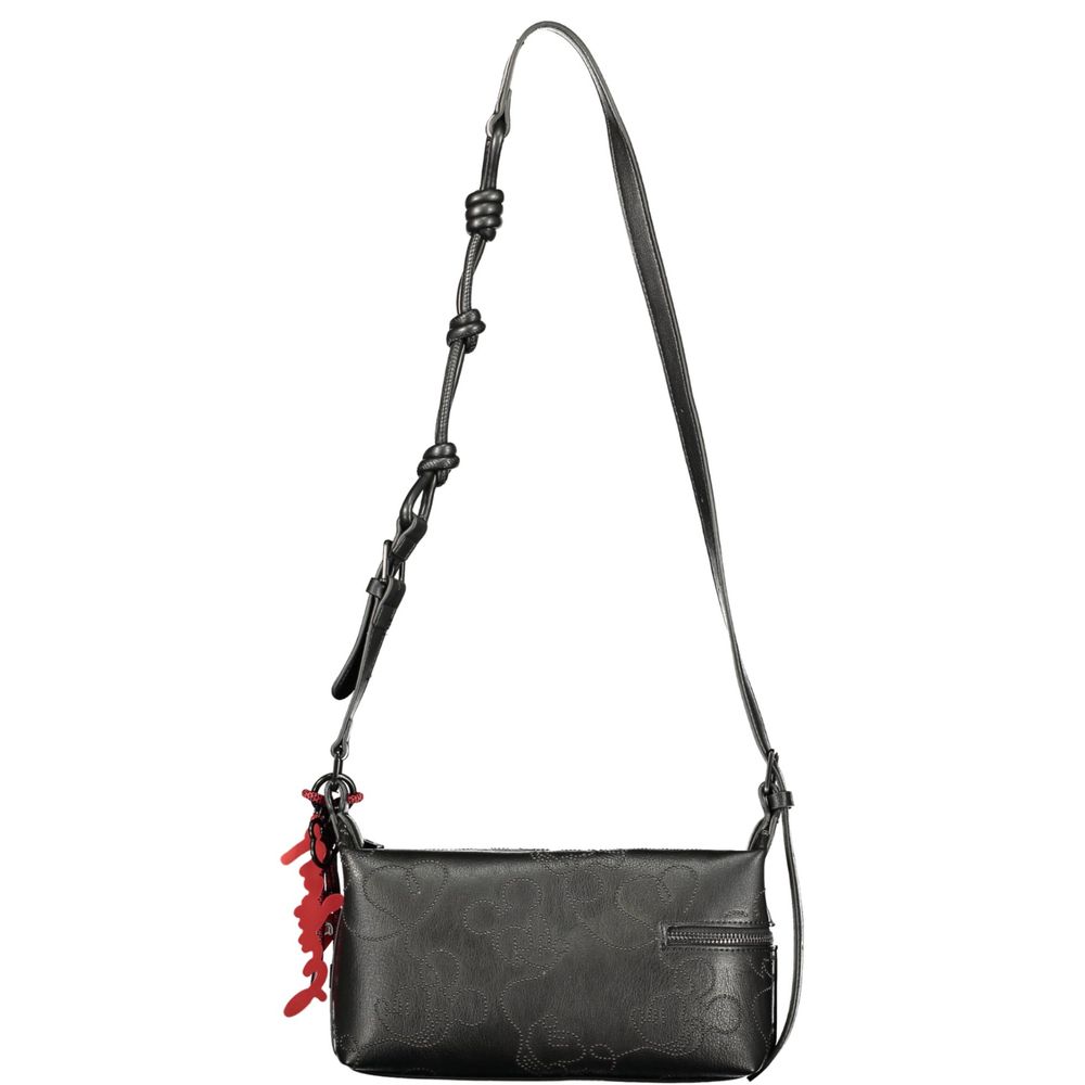 Desigual - Bold Embossed Heart Crossbody Bag with Knotted Strap - Black