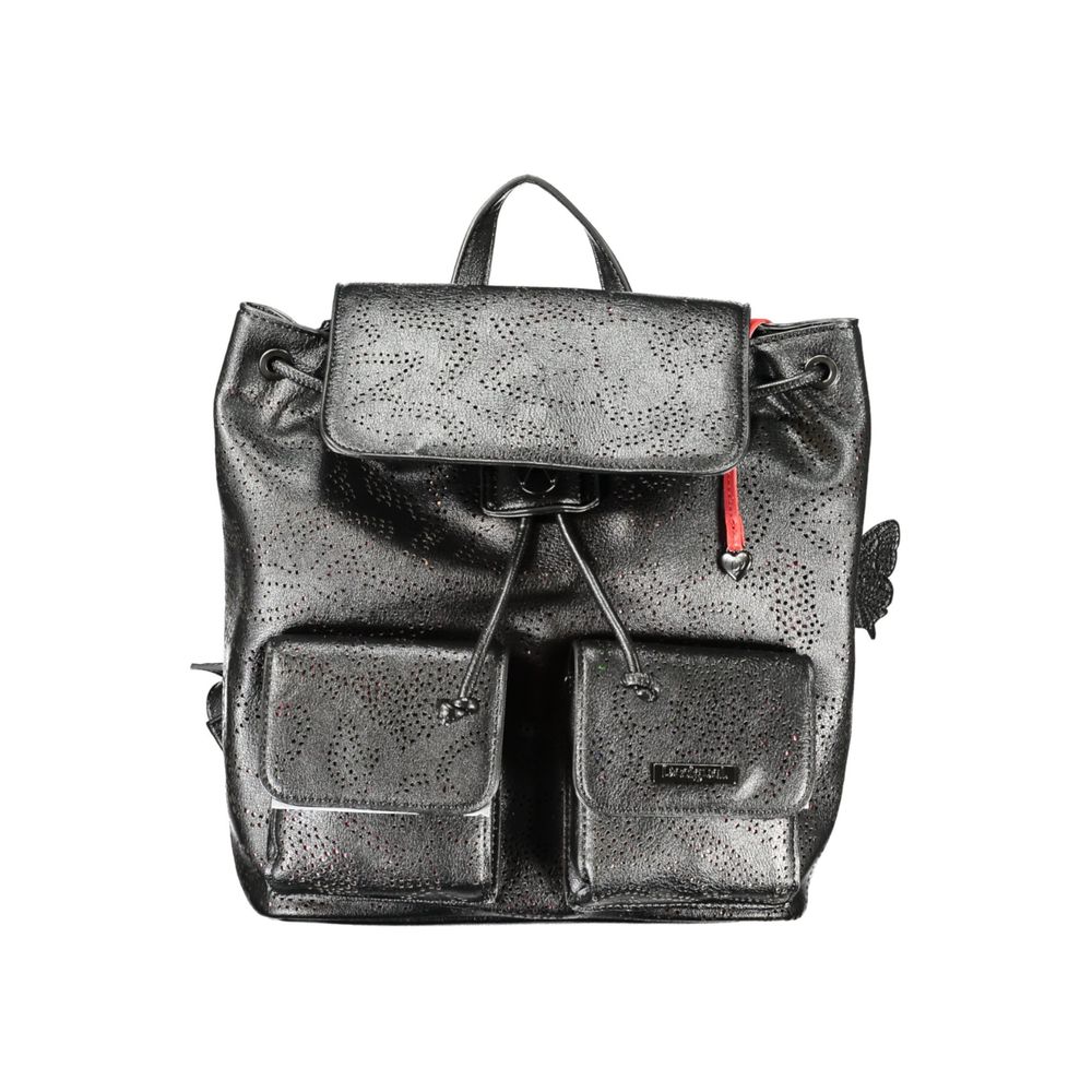 Desigual - Edgy Perforated PU Leather Backpack with Front Pockets - Black