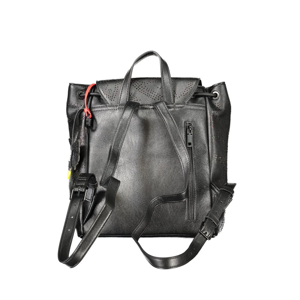 Desigual - Edgy Perforated PU Leather Backpack with Front Pockets - Black