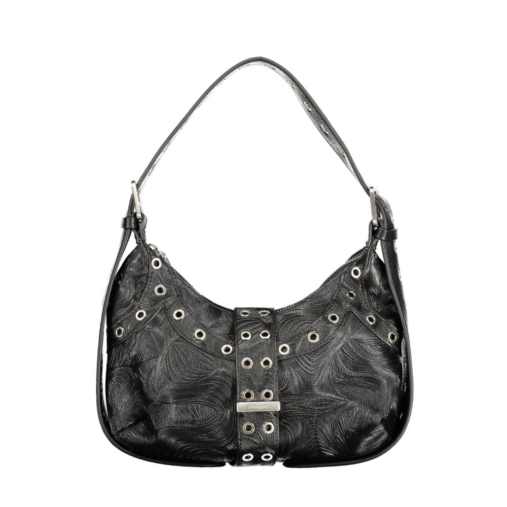 Desigual - Edgy Textured Eyelet Detail Shoulder Bag - Black