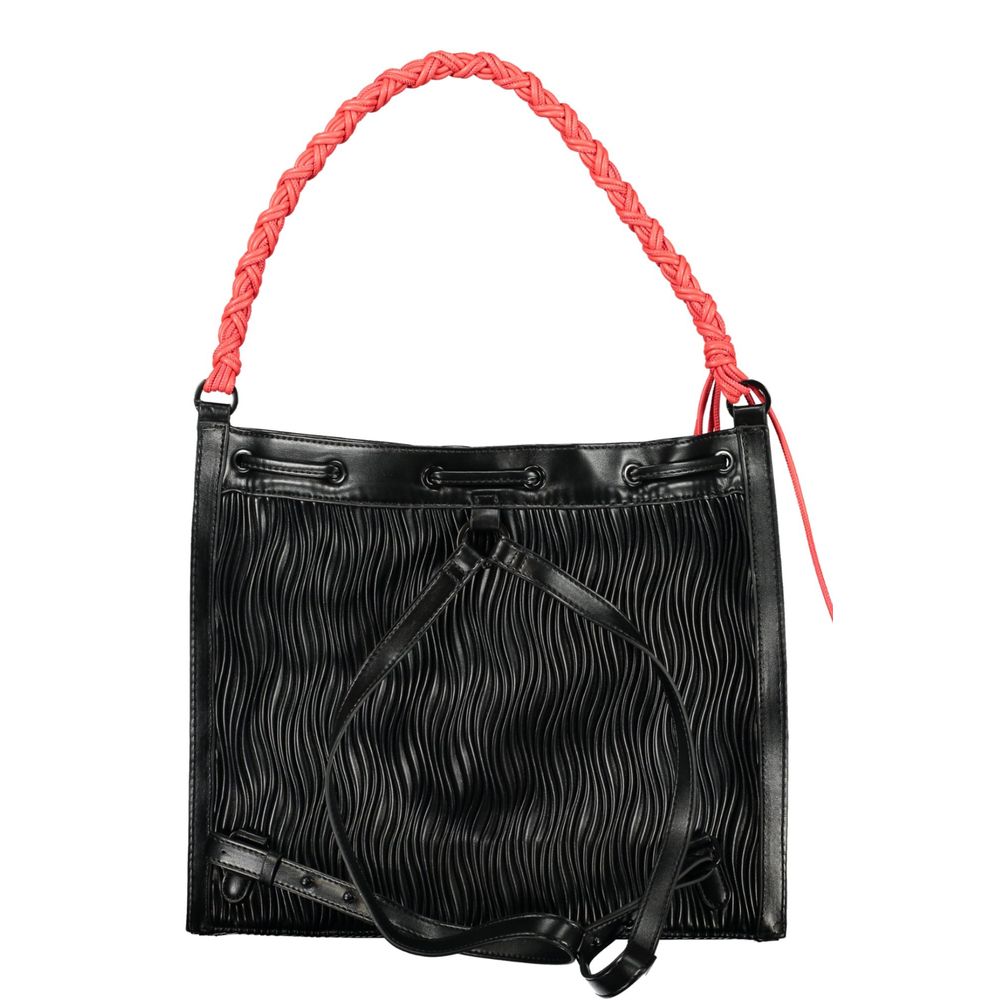 Desigual - Bold Textured Convertible Backpack with Braided Handle - Black